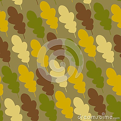 Cute background with colored oak leaves. Vector Illustration